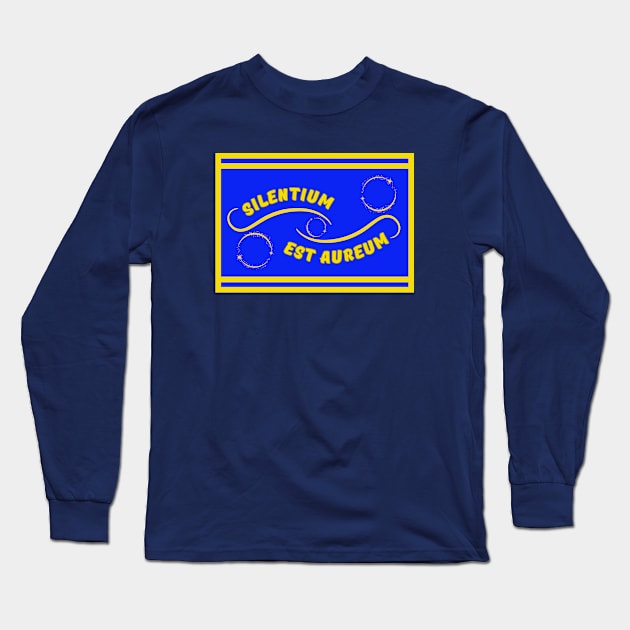 Silence Is Golden Latin Tranquility Peaceful InBlue Long Sleeve T-Shirt by jr7 original designs